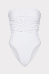 Textured Ruched One Piece White | Milly Women