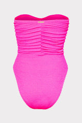 Textured Ruched One Piece Neon Pink | Milly Women