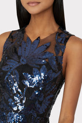 Kinsley Floral Sequins Dress Navy | Milly Women