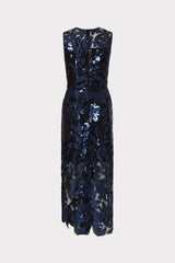 Kinsley Floral Sequins Dress Navy | Milly Women