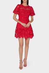 Yasmin Daisy Lace Dress Red | Milly Women