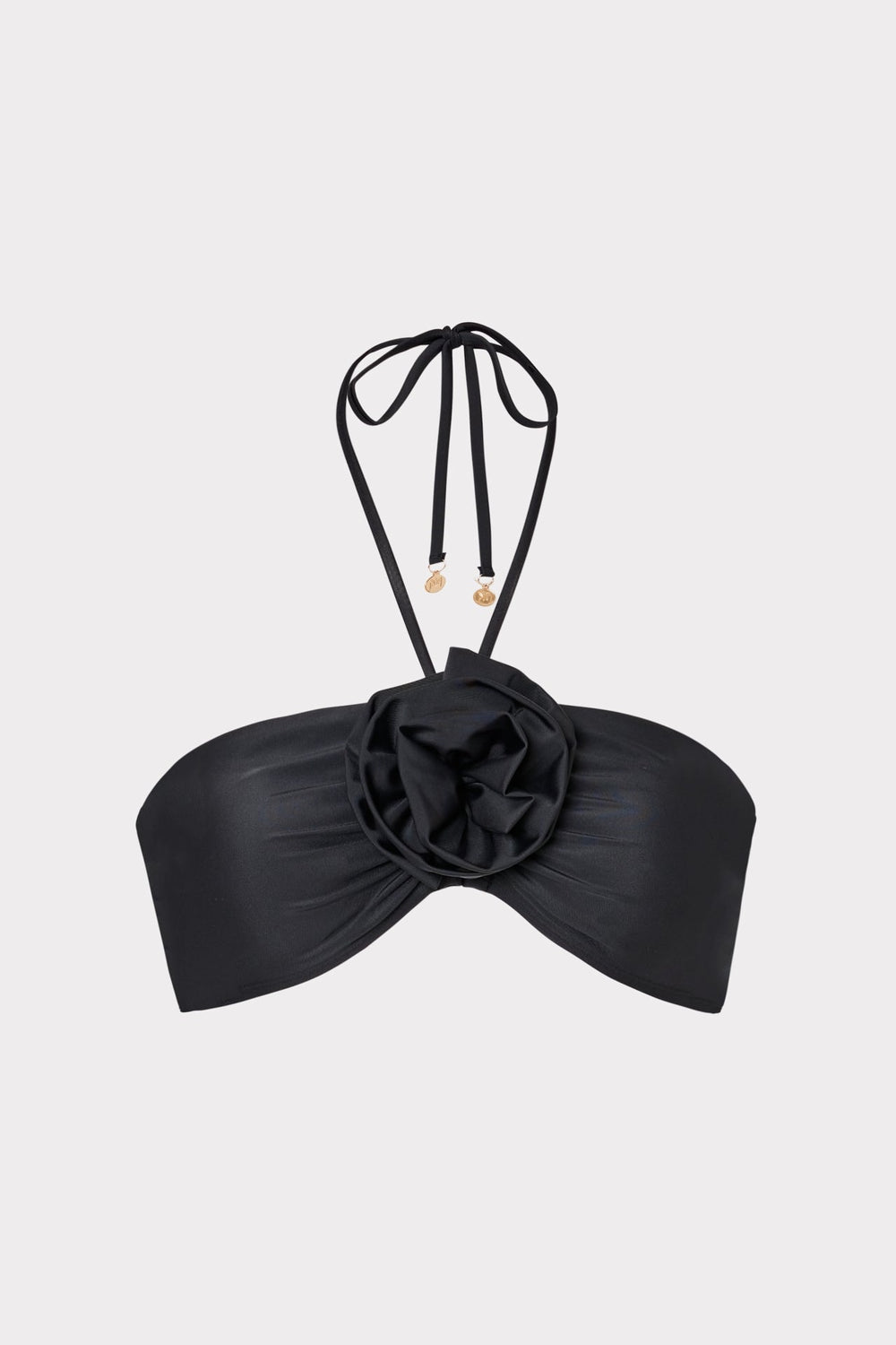 Floral Applique Halter Bikini Top Black | Milly Women