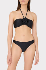 Floral Applique Halter Bikini Top Black | Milly Women