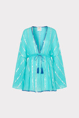 Olympia Lurex Stripe Coverup Dress Turquoise/Blue | Milly Women