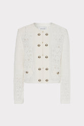Bubble Pointelle Knit Jacket Ecru | Milly Women