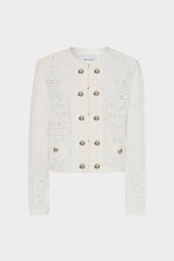 Bubble Pointelle Knit Jacket Ecru | Milly Women