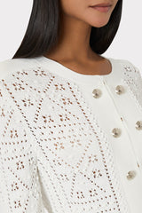 Bubble Pointelle Knit Jacket Ecru | Milly Women
