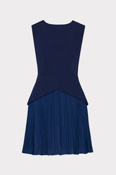 Haddy Pleated Mini Dress Navy | Milly Women