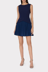 Haddy Pleated Mini Dress Navy | Milly Women