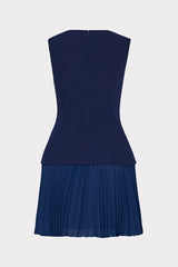 Haddy Pleated Mini Dress Navy | Milly Women