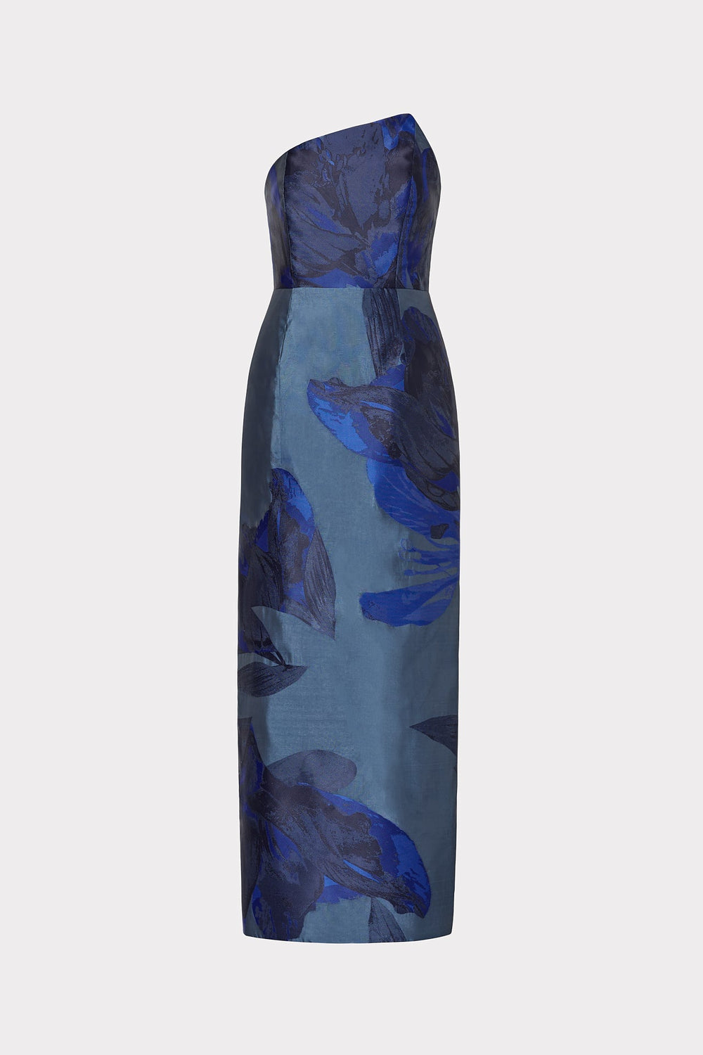 Asymmetrical Forest Jacquard Maxi Dress Navy Multi | Milly Women