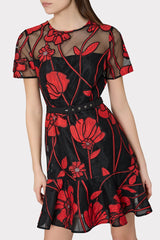 Rosie Grand Fleur Embroidered Dress Red | Milly Women