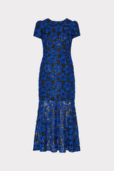 Tahlia Tulle Embroidery Dress Cobalt/Black | Milly Women