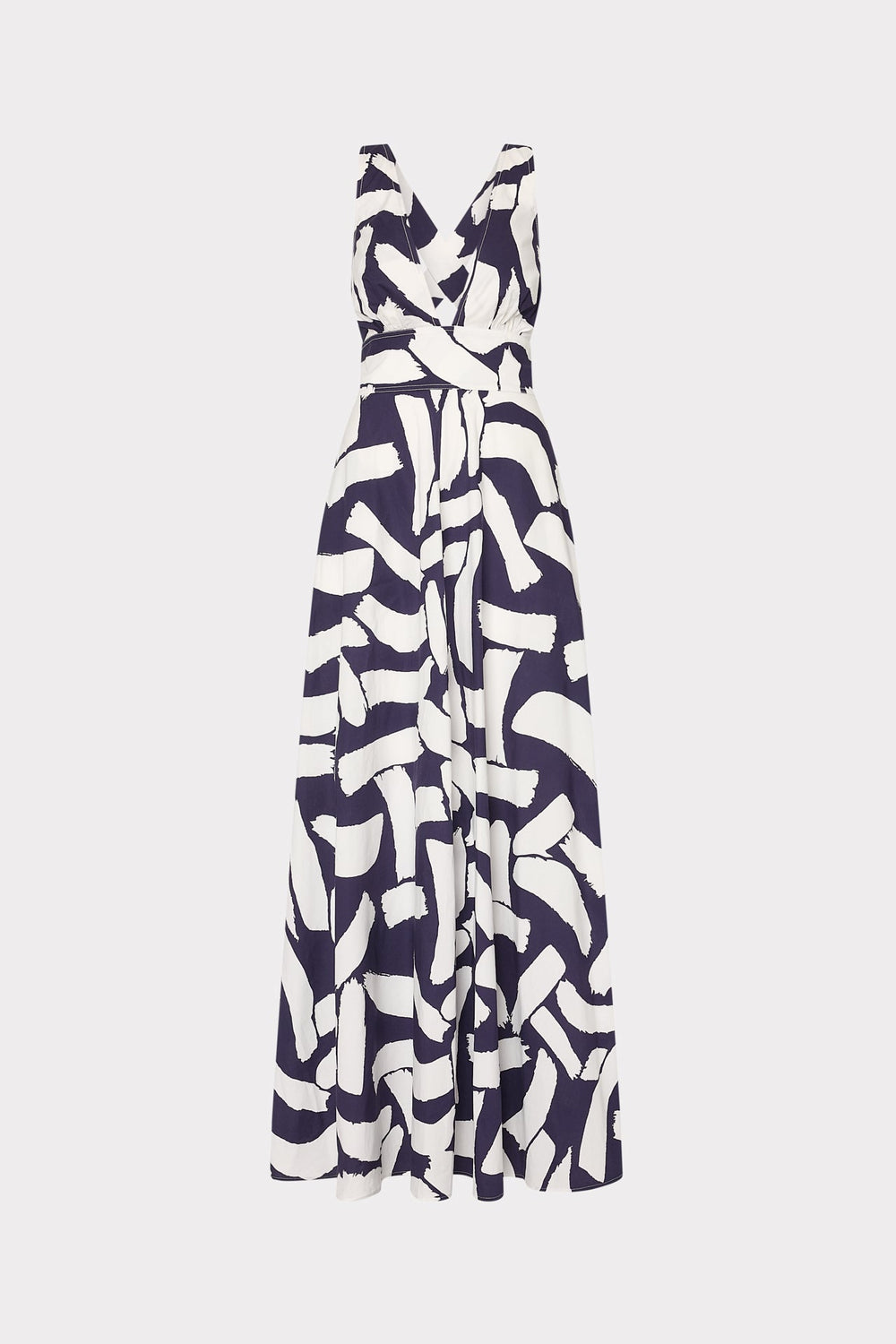 Catarina Graphic Brushstroke Maxi Dress Navy/Ecru | Milly Women