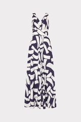 Catarina Graphic Brushstroke Maxi Dress Navy/Ecru | Milly Women