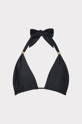 Bardot Beaded Halter Bikini Top Black | Milly Women