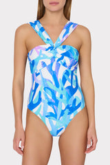 Betsy Italian Under The Sea Bandeau One Piece Blue Multi | Milly Women