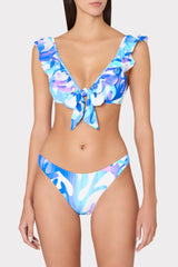 Italian Under The Sea Ruffle Bikini Top Blue Multi | Milly Women