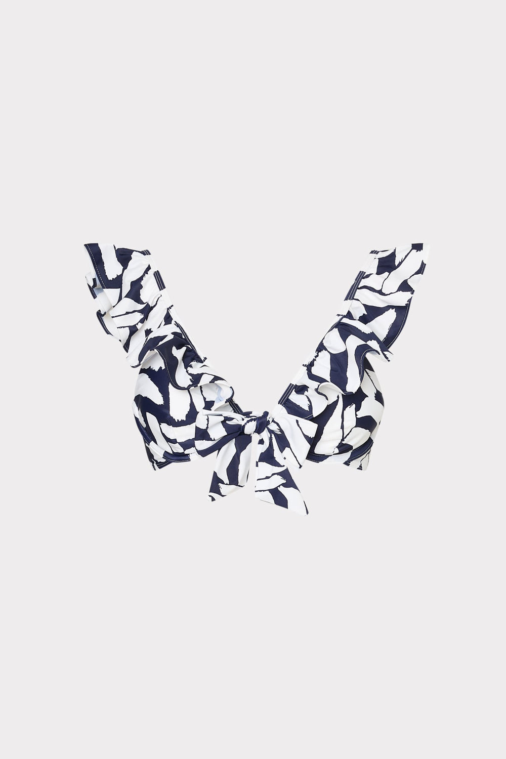 Italian Graphic Brushstroke Ruffle Bikini Top Navy/Ecru | Milly Women