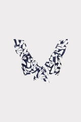 Italian Graphic Brushstroke Ruffle Bikini Top Navy/Ecru | Milly Women