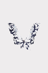 Italian Graphic Brushstroke Ruffle Bikini Top Navy/Ecru | Milly Women
