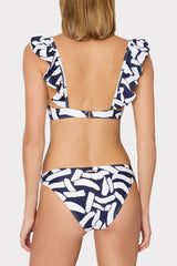 Margot Italian Graphic Brushstroke Bikini Bottom Navy/Ecru | Milly Women