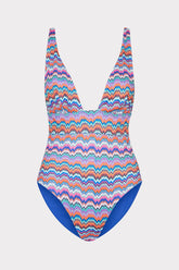 Ana Barcelona Metallic Chevron One Piece Blue Multi | Milly Women