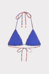 Barcelona Metallic Chevron Triangle Bikini Top Blue Multi | Milly Women