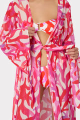 Vince Under The Sea Chiffon Cover-Up Dress Pink Multi | Milly Women