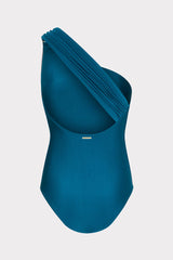 Sam Gloss One Shoulder One Piece Dark Teal | Milly Women