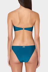 Soleil Gloss Twist Bandeau Top Dark Teal | Milly Women
