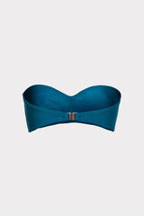 Soleil Gloss Twist Bandeau Top Dark Teal | Milly Women