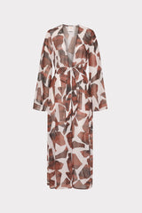 Vince Ocean Puzzle Chiffon Cover-Up Dress Brown Multi | Milly Women