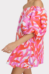 Jamie Under The Sea Off The Shoulder Mini Dress Pink Multi | Milly Women