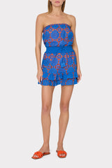 Verity Two Tone Geo Eyelet Cover-Up Dress Cobalt/Coral | Milly Women