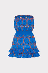 Verity Two Tone Geo Eyelet Cover-Up Dress Cobalt/Coral | Milly Women