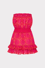 Verity Two Tone Geo Eyelet Cover-Up Dress Pink/Coral | Milly Women