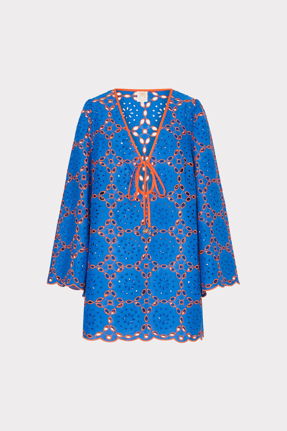Viara Two Tone Geo Eyelet Cover-Up Dress Cobalt/Coral | Milly Women