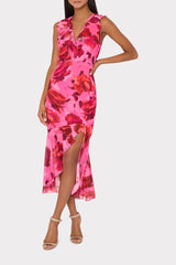 Nanci Blurred Blossom Ruffle Dress Pink Multi | Milly Women