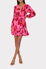 Liv Blurred Blossom Pleated Dress Pink Multi | Milly Women