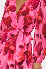 Liv Blurred Blossom Pleated Dress Pink Multi | Milly Women