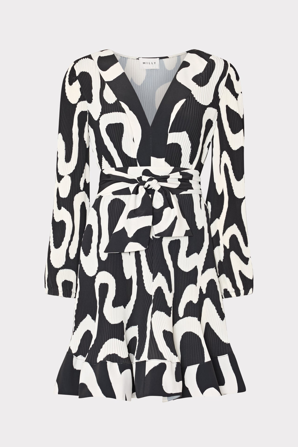 Liv Ink Swirl Pleated Dress Black/White | Milly Women