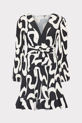 Liv Ink Swirl Pleated Dress Black/White | Milly Women