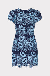 Kyla Two Tone Floral Lace Mini Dress Blue/Navy | Milly Women