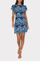 Kyla Two Tone Floral Lace Mini Dress Blue/Navy | Milly Women