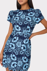 Kyla Two Tone Floral Lace Mini Dress Blue/Navy | Milly Women