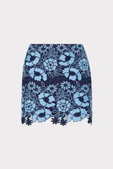 Two Tone Floral Lace Mini Skirt Blue/Navy | Milly Women