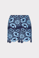 Two Tone Floral Lace Mini Skirt Blue/Navy | Milly Women