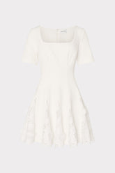 Joy Lace Combo Mini Godet Dress White | Milly Women
