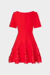 Joy Lace Combo Mini Godet Dress Red | Milly Women